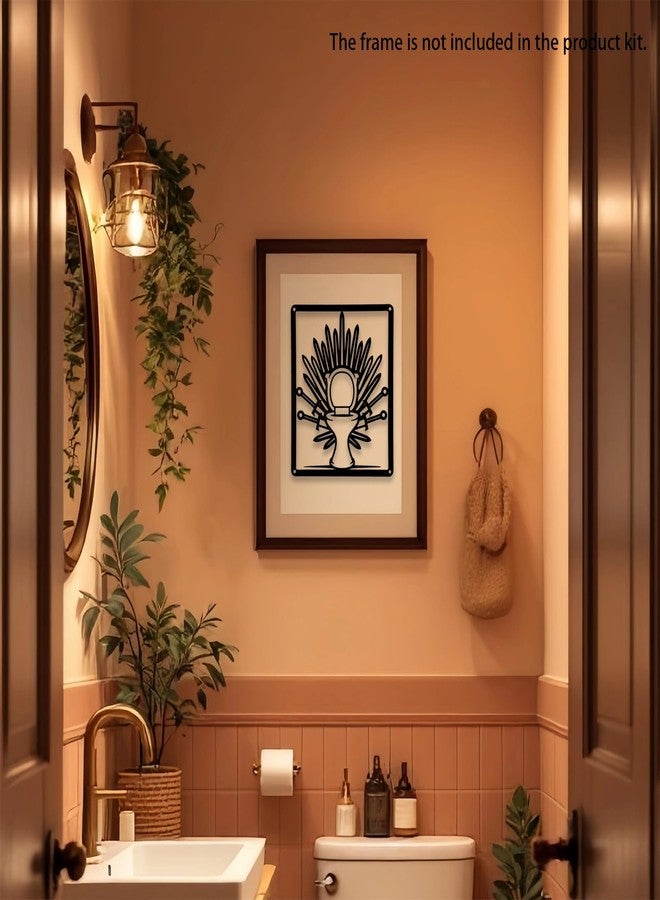 Woparty "Toilet of Blades" Metal Wall Decor Medieval Bathroom Sign for Sword Lovers Wall Decor - 9.45 x 7.7 Inch - Image 2
